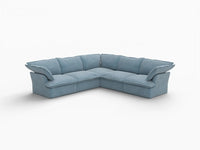 Deluxe Cloud Light Blue 5-Seater V-Shaped Sofa | 5-Piece, Velvet Fabric, Washable Covers