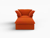 Deluxe Cloud Orange 1-Seater Dual-Armrest Sofa | 2-Piece (includes 1 ottoman), Velvet Fabric, Storage Ottoman