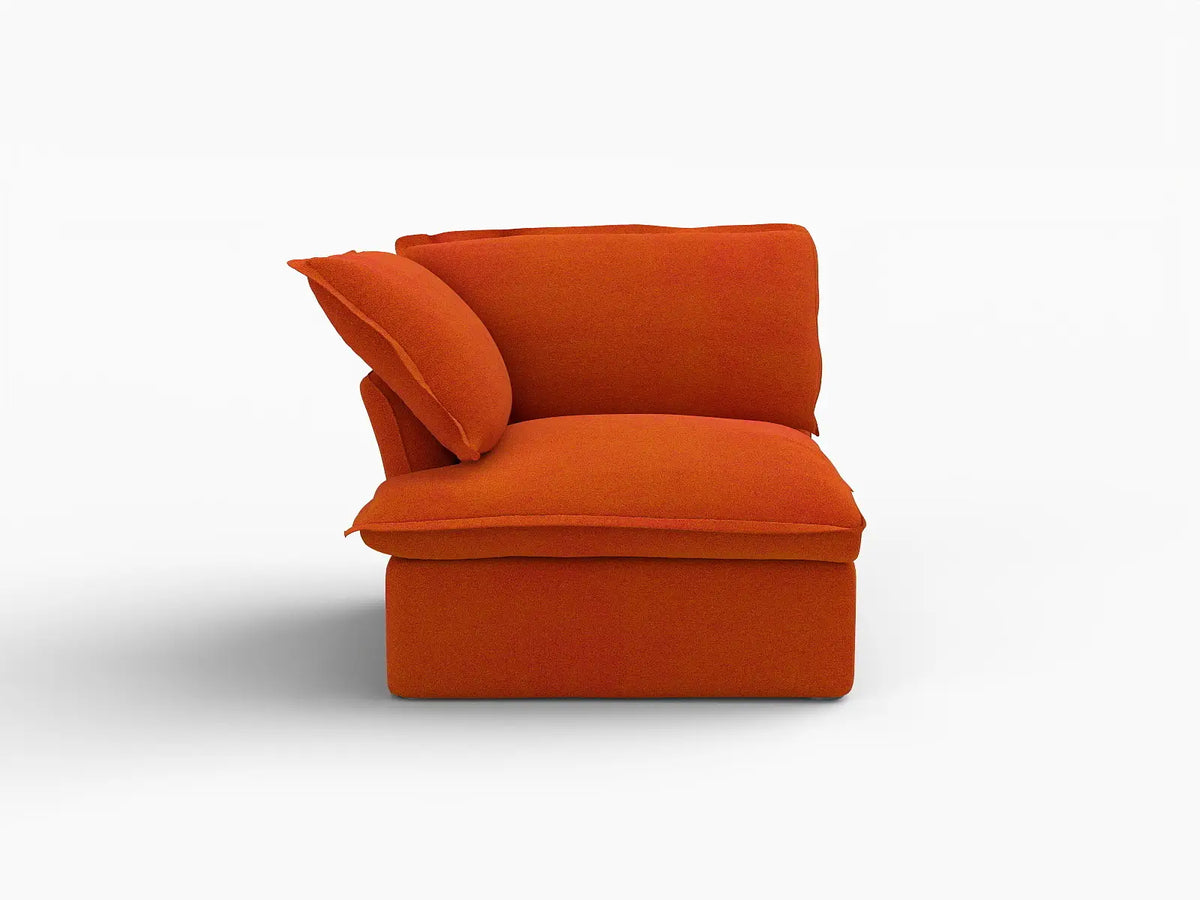 Sofá Individual de 1 Plaza Deluxe Cloud Orange | 1 Pieza, Tejido de Terciopelo, Fundas Lavables