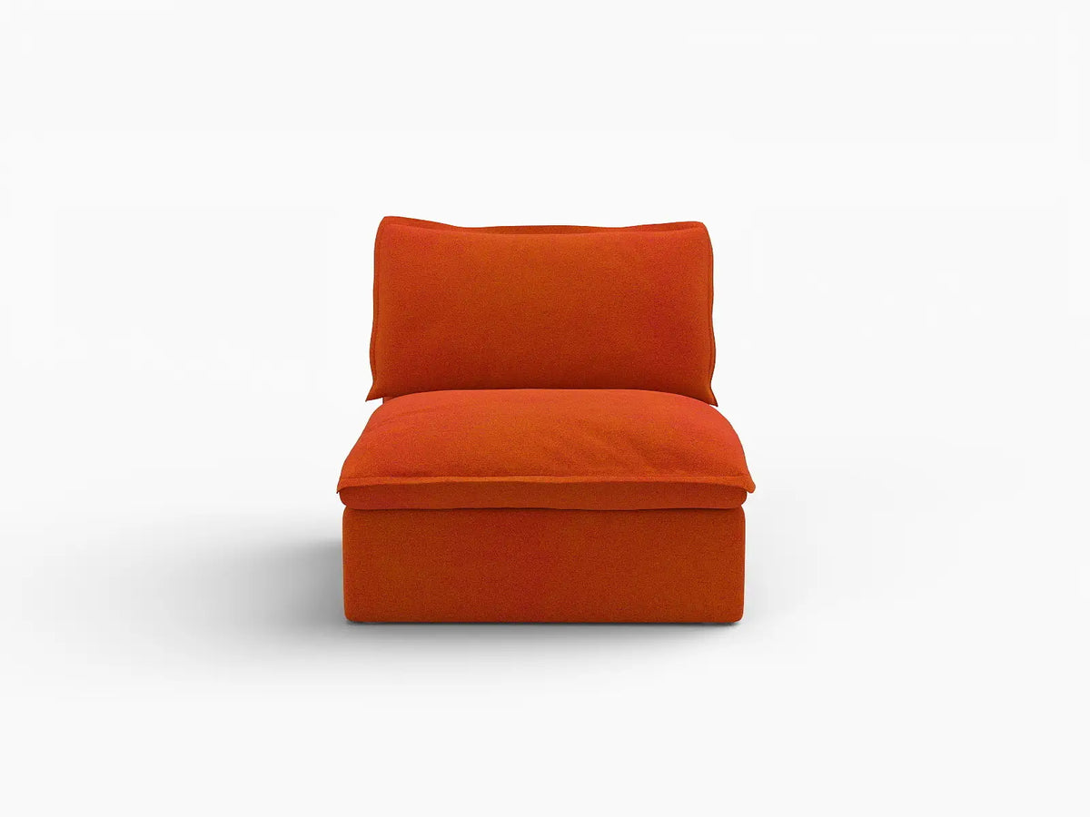 Sofá Individual Naranja Nube de Lujo de 1 Plaza | 1 Pieza, Tela de Terciopelo, Fundas Lavables