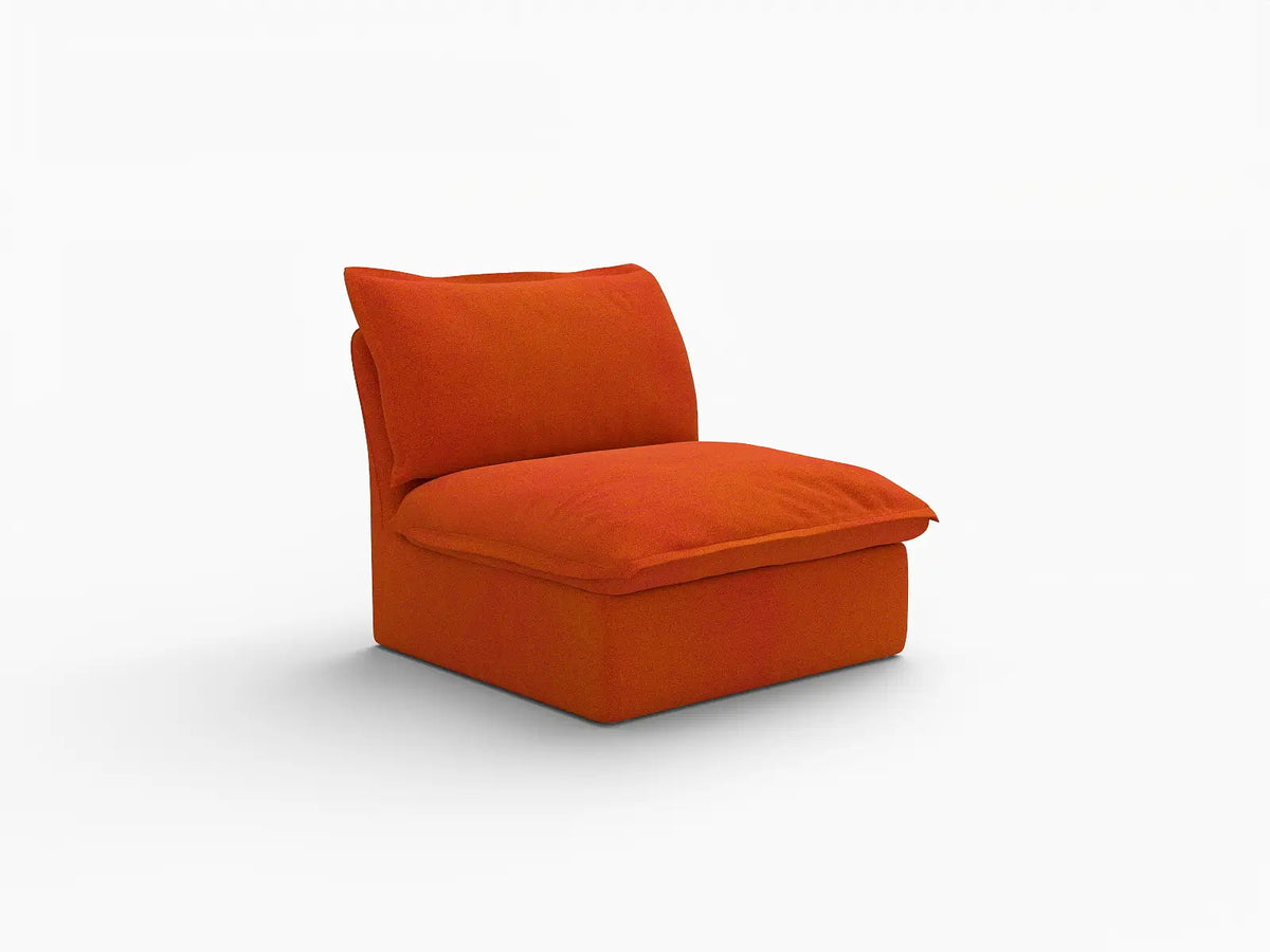 Sofá Individual Naranja Nube de Lujo de 1 Plaza | 1 Pieza, Tela de Terciopelo, Fundas Lavables