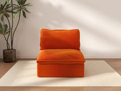 Sofá Individual Naranja Nube de Lujo de 1 Plaza | 1 Pieza, Tela de Terciopelo, Fundas Lavables