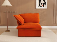 Sofá Individual de 1 Plaza Deluxe Cloud Orange | 1 Pieza, Tejido de Terciopelo, Fundas Lavables