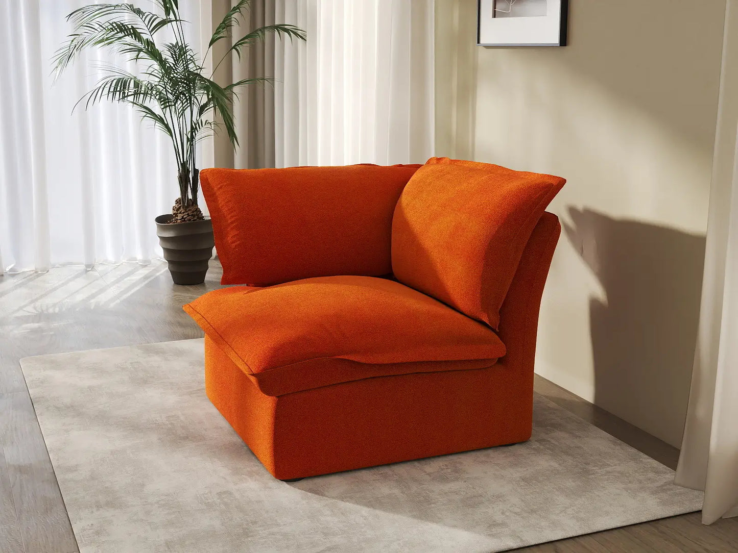Sofá Individual de 1 Plaza Deluxe Cloud Orange | 1 Pieza, Tejido de Terciopelo, Fundas Lavables