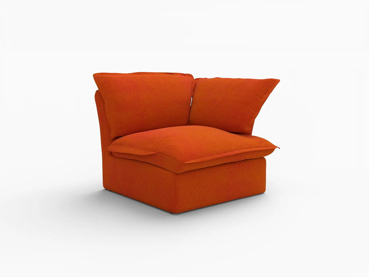 Sofá individual Deluxe Cloud Orange de 1 plaza lavable | 1 pieza, tela de terciopelo, espacio pequeño