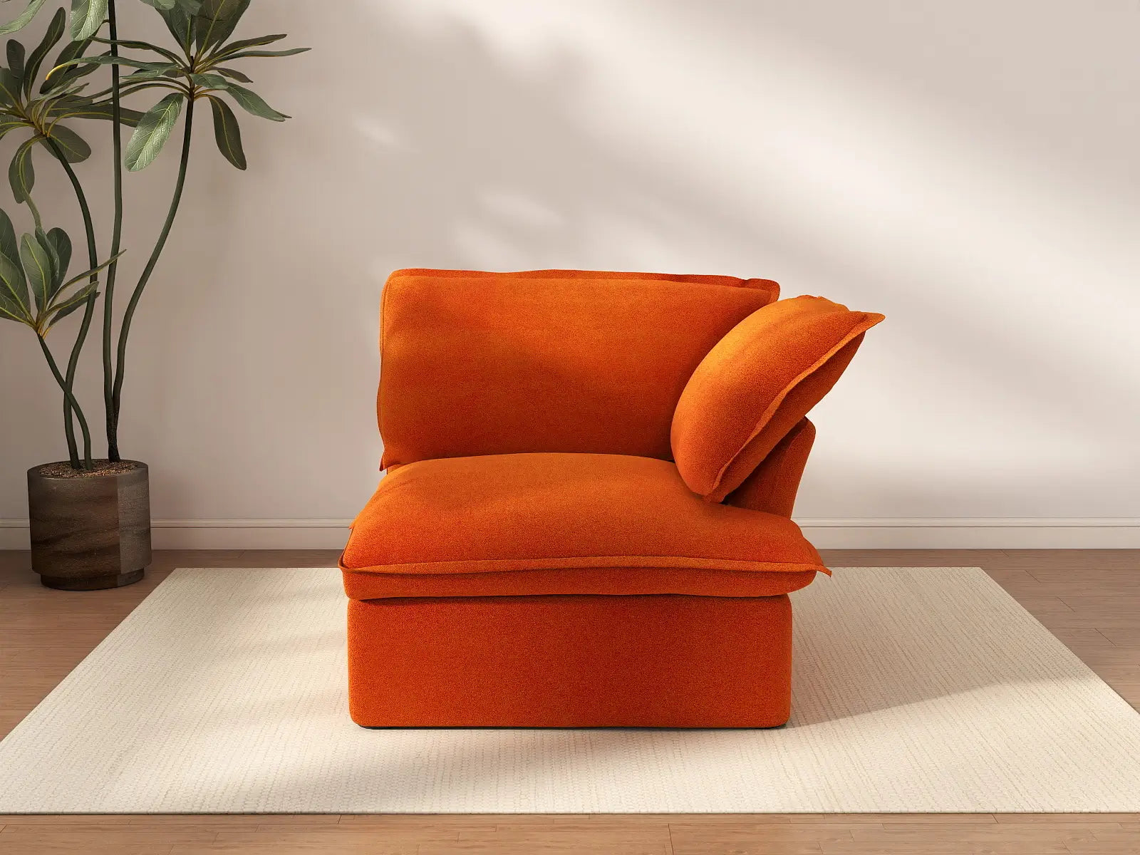 Sofá individual Deluxe Cloud Orange de 1 plaza lavable | 1 pieza, tela de terciopelo, espacio pequeño