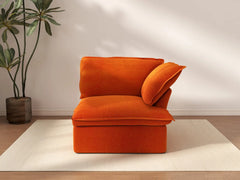Sofá individual Deluxe Cloud Orange de 1 plaza lavable | 1 pieza, tela de terciopelo, espacio pequeño
