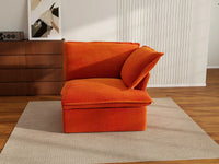 Sofá individual Deluxe Cloud Orange de 1 plaza lavable | 1 pieza, tela de terciopelo, espacio pequeño