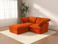 Seccional Chaise Deluxe Cloud Orange de 2 plazas | 3 piezas (incluye 1 otomana), tela de terciopelo, otomana con almacenamiento