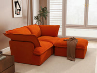 Seccional Chaise Deluxe Cloud Orange de 2 plazas | 3 piezas (incluye 1 otomana), tela de terciopelo, otomana con almacenamiento