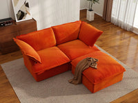 Seccional Chaise Deluxe Cloud Orange de 2 plazas | 3 piezas (incluye 1 otomana), tela de terciopelo, otomana con almacenamiento
