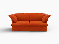 Sofá biplaza compacto Deluxe Cloud Orange | 2 piezas, tela de terciopelo, fundas lavables