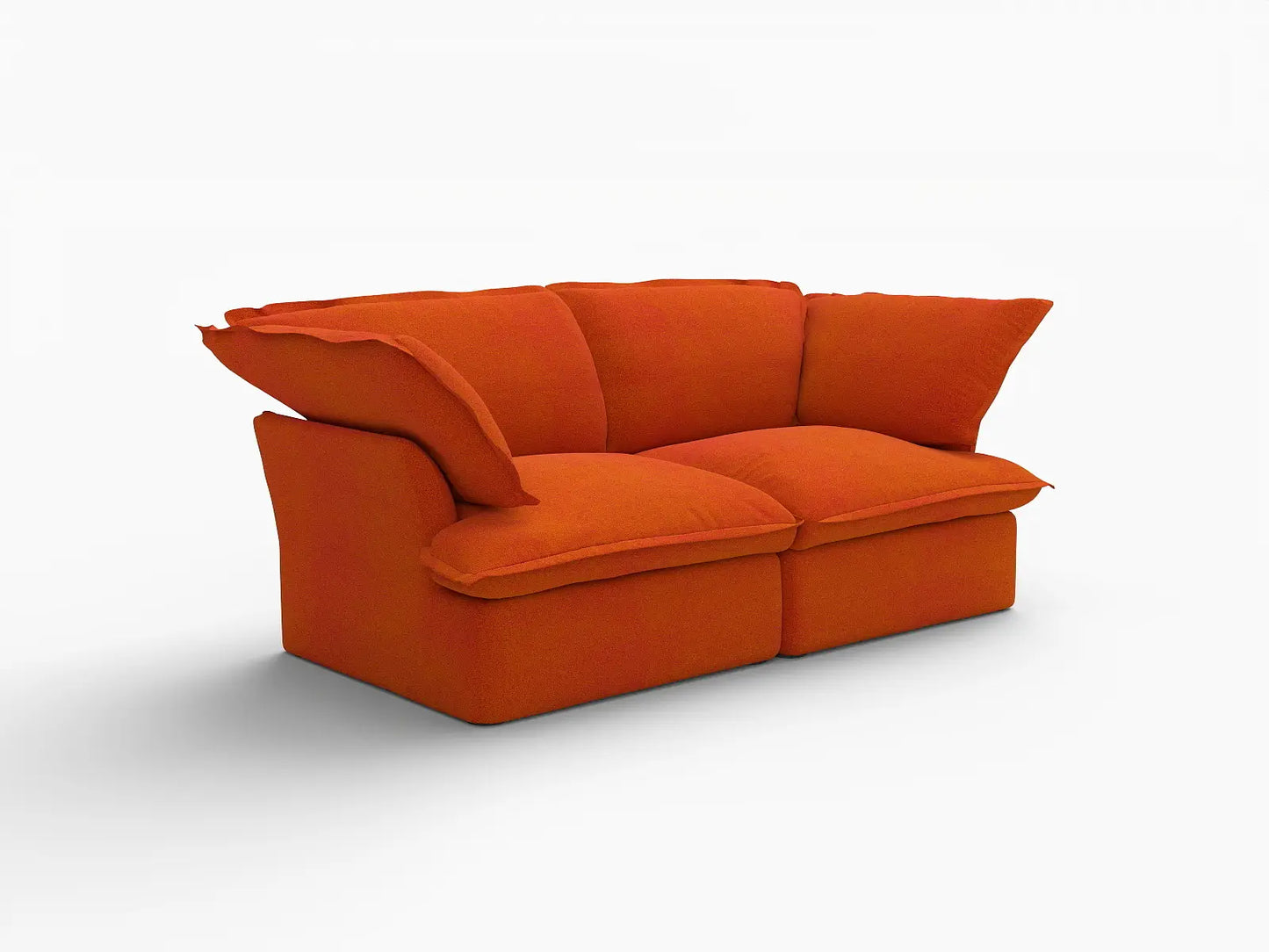 Sofá biplaza compacto Deluxe Cloud Orange | 2 piezas, tela de terciopelo, fundas lavables