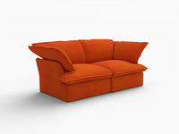 Sofá biplaza compacto Deluxe Cloud Orange | 2 piezas, tela de terciopelo, fundas lavables
