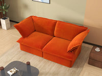 Sofá biplaza compacto Deluxe Cloud Orange | 2 piezas, tela de terciopelo, fundas lavables
