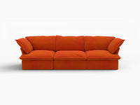 Deluxe Cloud Orange 3-Seater Modular Couch Sectional | 3-Piece, Velvet Fabric, Washable Covers