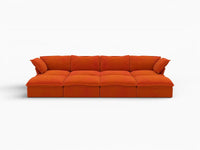 Deluxe Cloud Orange 4-Seater Pit Sectional with Storage | 8-Piece (includes 4 ottomans), Velvet Fabric, Washable Covers
