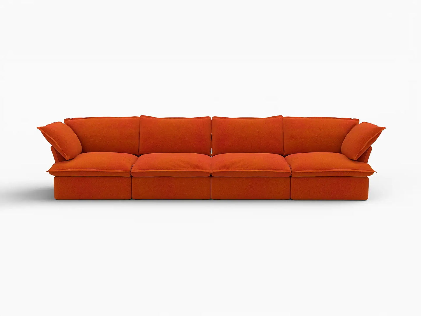 Sofá Seccional Naranja Nube de Lujo de 4 Plazas Lavable | 4 Piezas, Tela de Terciopelo, Espacio Grande