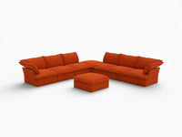 Sofá de 6 plazas Deluxe Cloud Naranja con Almacenamiento | 8 piezas (incluye 2 otomanas), Tela de Terciopelo, Fundas Lavables