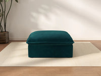Puf individual Deluxe de terciopelo azul turquesa | 1 pieza (incluye 1 puf), tejido de terciopelo, puf con almacenaje