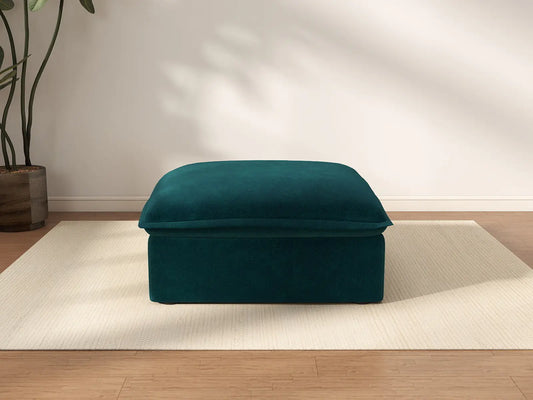 Puf individual Deluxe de terciopelo azul turquesa | 1 pieza (incluye 1 puf), tejido de terciopelo, puf con almacenaje