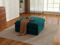 Puf individual Deluxe de terciopelo azul turquesa | 1 pieza (incluye 1 puf), tejido de terciopelo, puf con almacenaje