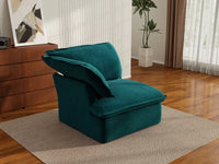 Sofá individual de lujo Cloud color turquesa de 1 plaza | 1 pieza, tela de terciopelo, fundas lavables