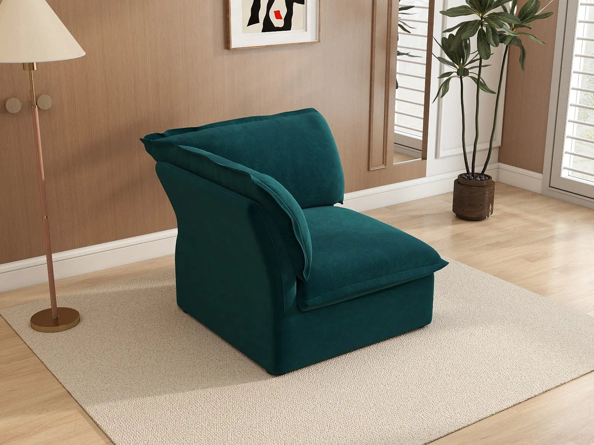 Sofá Individual Cloud Deluxe Turquesa de 1 Plaza | 1 Pieza, Tejido de Terciopelo, Fundas Lavables