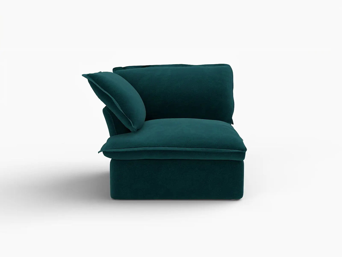 Sofá individual de lujo Cloud color turquesa de 1 plaza | 1 pieza, tela de terciopelo, fundas lavables