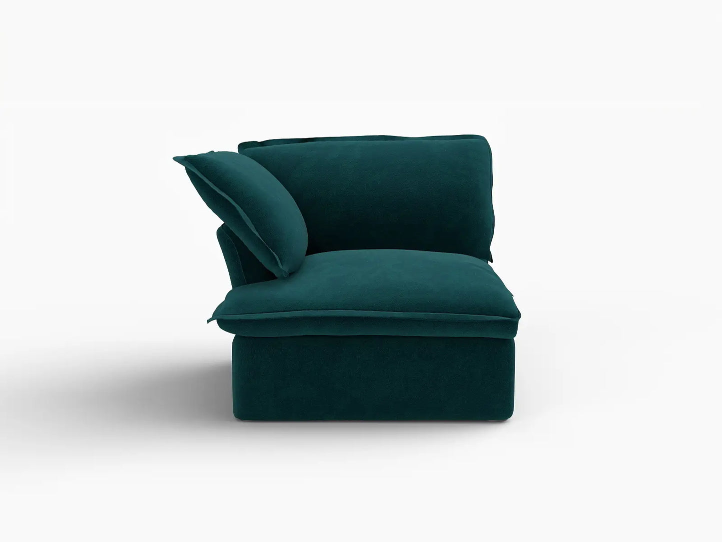 Sofá individual de lujo Cloud color turquesa de 1 plaza | 1 pieza, tela de terciopelo, fundas lavables