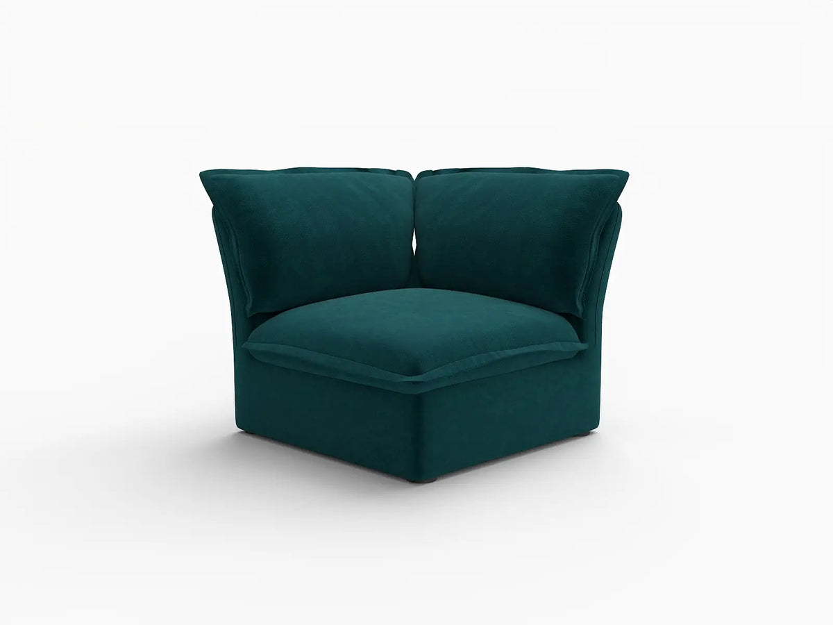 Sofá Individual Cloud Deluxe Turquesa de 1 Plaza | 1 Pieza, Tejido de Terciopelo, Fundas Lavables