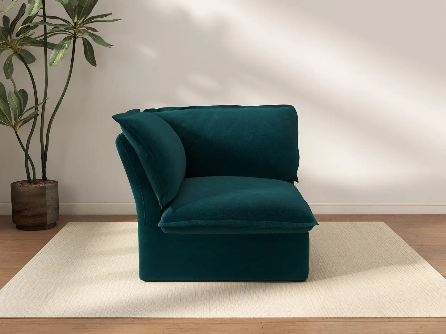 Sofá Individual Cloud Deluxe Turquesa de 1 Plaza | 1 Pieza, Tejido de Terciopelo, Fundas Lavables