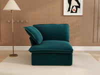 Sofá individual de lujo Cloud color turquesa de 1 plaza | 1 pieza, tela de terciopelo, fundas lavables