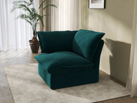 Sofá individual de lujo Cloud color turquesa de 1 plaza | 1 pieza, tela de terciopelo, fundas lavables
