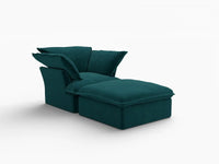 Sofá individual de una plaza Deluxe Cloud Turquesa | 2 piezas (incluye 1 otomana), tela de terciopelo, otomana de almacenamiento