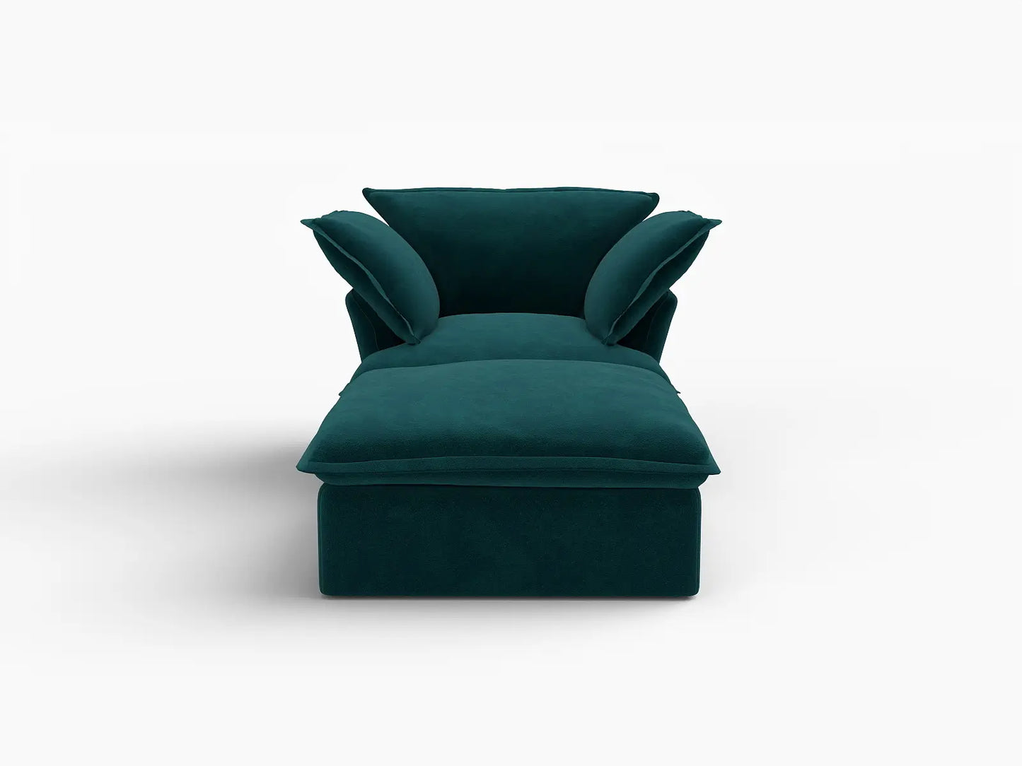 Sofá individual de una plaza Deluxe Cloud Turquesa | 2 piezas (incluye 1 otomana), tela de terciopelo, otomana de almacenamiento