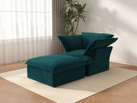 Sofá individual de una plaza Deluxe Cloud Turquesa | 2 piezas (incluye 1 otomana), tela de terciopelo, otomana de almacenamiento