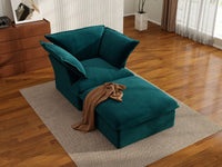 Sofá individual de una plaza Deluxe Cloud Turquesa | 2 piezas (incluye 1 otomana), tela de terciopelo, otomana de almacenamiento