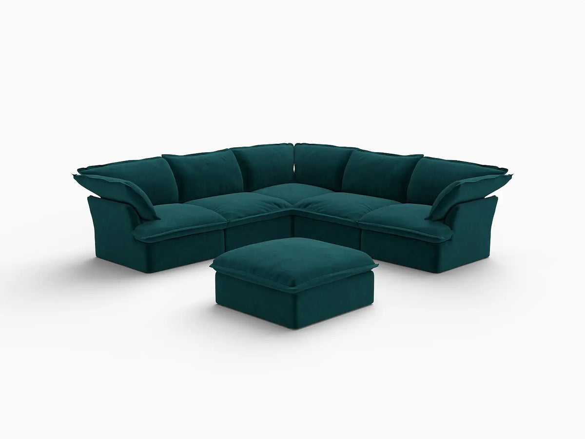 Turquoise Shell Sofa Deluxe Cloud Spacious Turquoise Modular 5-Seater Sofa – WJS Home