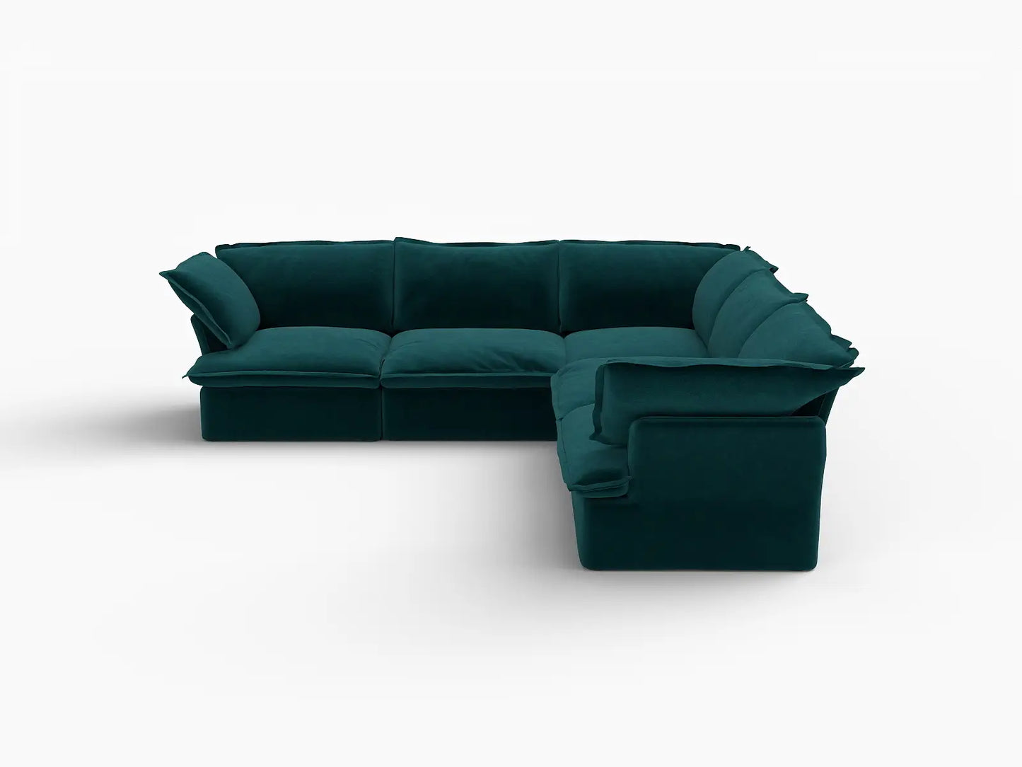 Sofá en forma de V lavable de 5 plazas Deluxe Cloud Turquesa | 5 piezas, tela de terciopelo, gran espacio