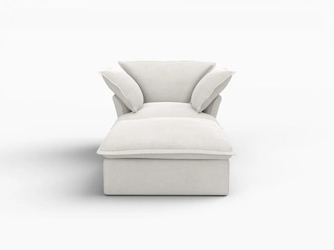 Deluxe Linen Cloud Sectional Sofas Covers | White Linen and Cotton Sofa Cover for 1-Seater with 1-Ottoman