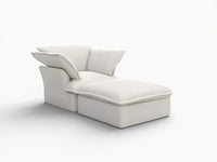 Sofá de lujo Cloud White de 1 plaza con doble reposabrazos | 2 piezas (incluye 1 otomana), tela de lino y algodón, otomana con almacenamiento