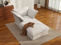 Sofá de lujo Cloud White de 1 plaza con doble reposabrazos | 2 piezas (incluye 1 otomana), tela de lino y algodón, otomana con almacenamiento