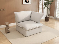 Deluxe Cloud White 1-Seater Single Sofa | 1-Piece, Linen and Cotton Fabric, Washable Covers