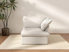 Deluxe Cloud White 1-Seater Single Sofa | 1-Piece, Linen and Cotton Fabric, Washable Covers