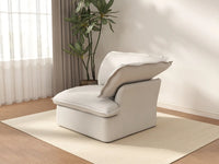 Deluxe Cloud White 1-Seater Single Sofa | 1-Piece, Linen and Cotton Fabric, Washable Covers