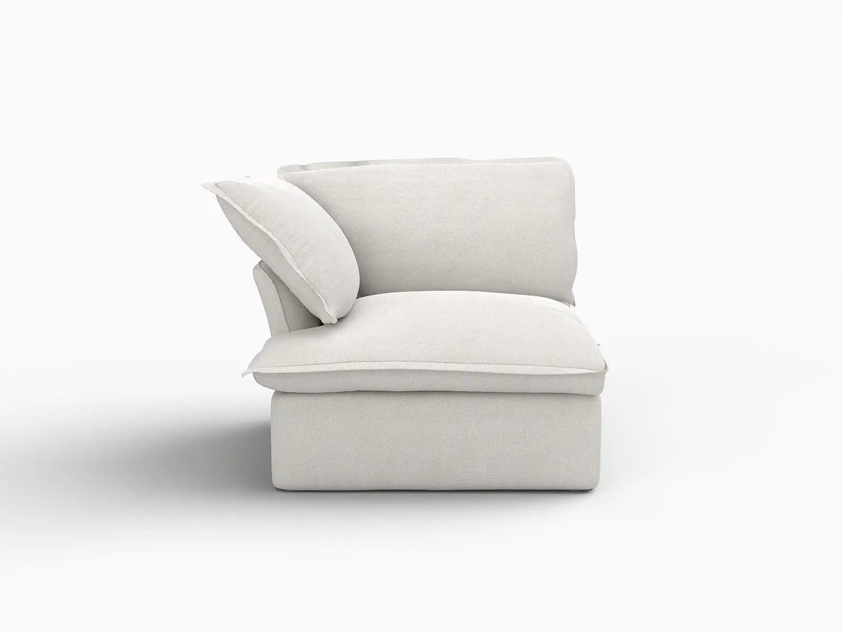 Deluxe Cloud White 1-Seater Single Sofa | 1-Piece, Linen and Cotton Fabric, Washable Covers