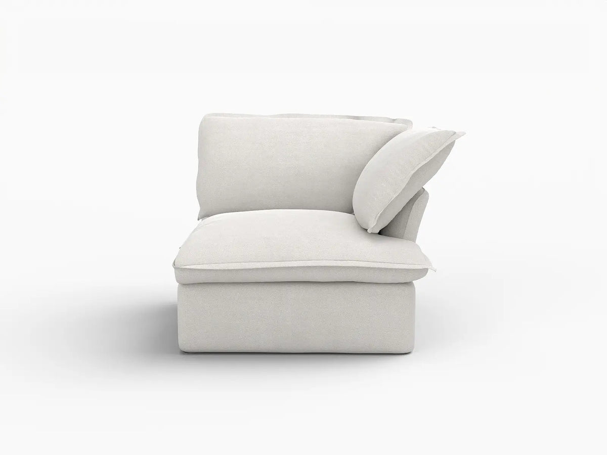 Deluxe Cloud White 1-Seater Single Sofa | 1-Piece, Linen and Cotton Fabric, Washable Covers