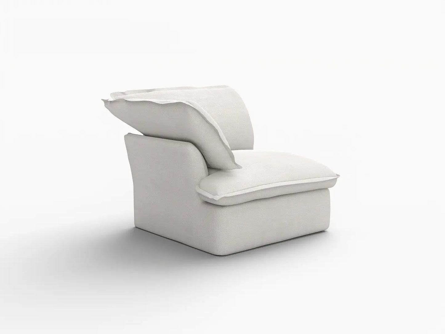 Deluxe Cloud White 1-Seater Single Sofa | 1-Piece, Linen and Cotton Fabric, Washable Covers