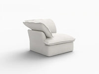 Deluxe Cloud White 1-Seater Single Sofa | 1-Piece, Linen and Cotton Fabric, Washable Covers